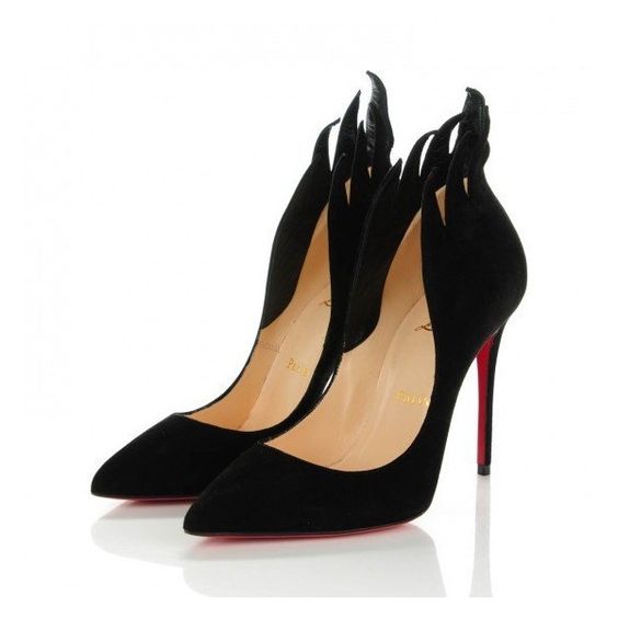 CHRISTIAN LOUBOUTIN VICTORINA 100 SUEDE FLAME PUMPS