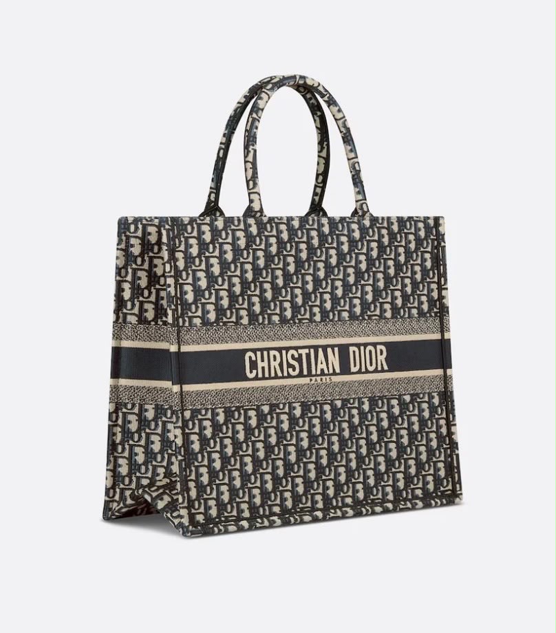 CHRISTIAN DIOR OBLIQUE EMBROIDERY LARGE BOOK TOTE BAG