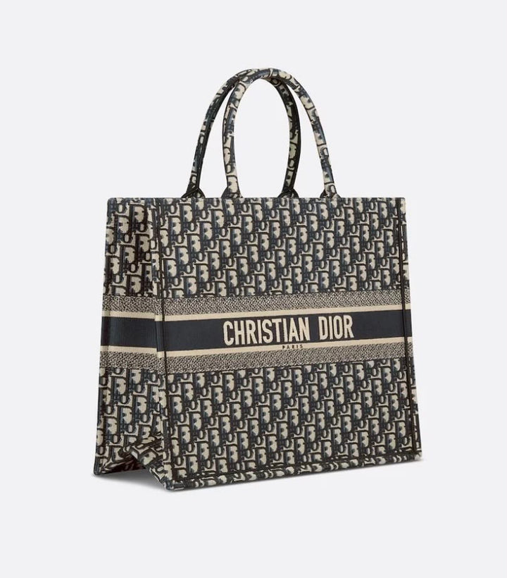 CHRISTIAN DIOR OBLIQUE EMBROIDERY LARGE BOOK TOTE BAG