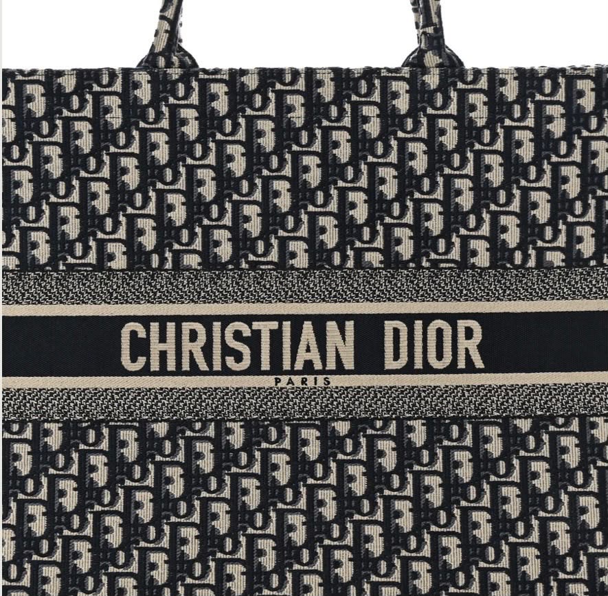 CHRISTIAN DIOR OBLIQUE EMBROIDERY LARGE BOOK TOTE BAG