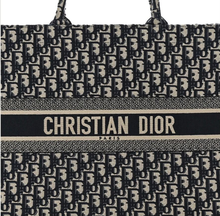 CHRISTIAN DIOR OBLIQUE EMBROIDERY LARGE BOOK TOTE BAG
