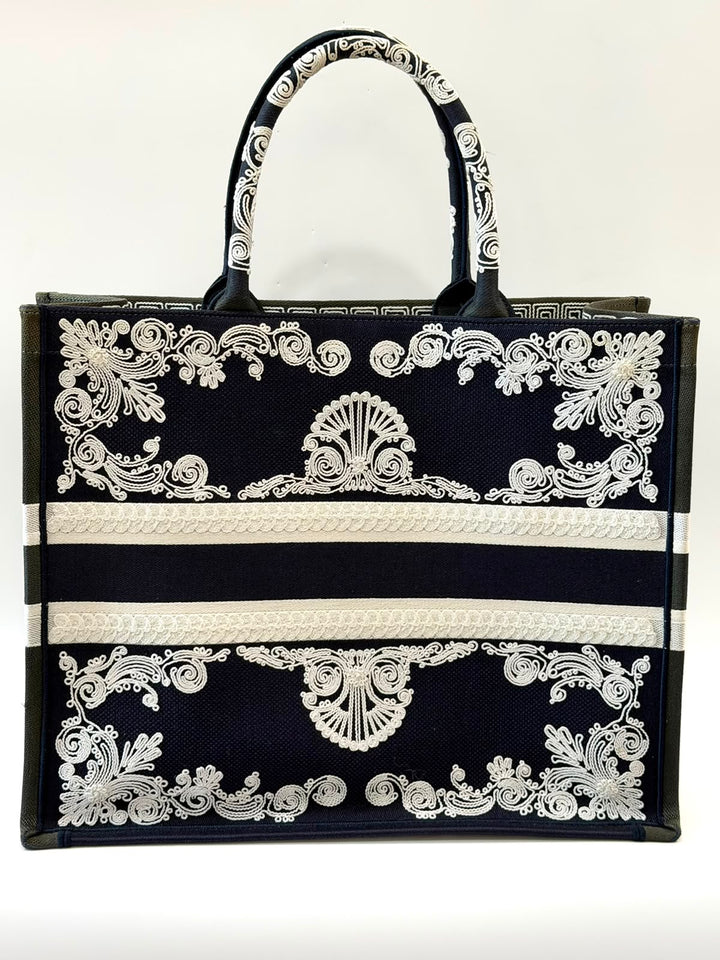 CHRISTIAN DIOR EMBROIDERED LARGE BOOK TOTE BAG