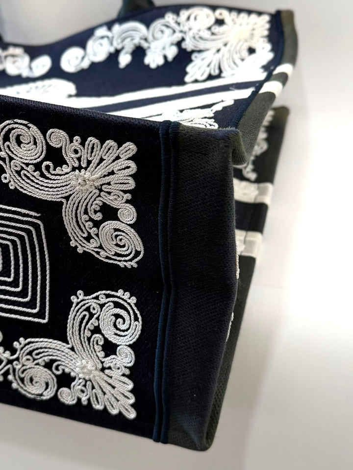 CHRISTIAN DIOR EMBROIDERED LARGE BOOK TOTE BAG