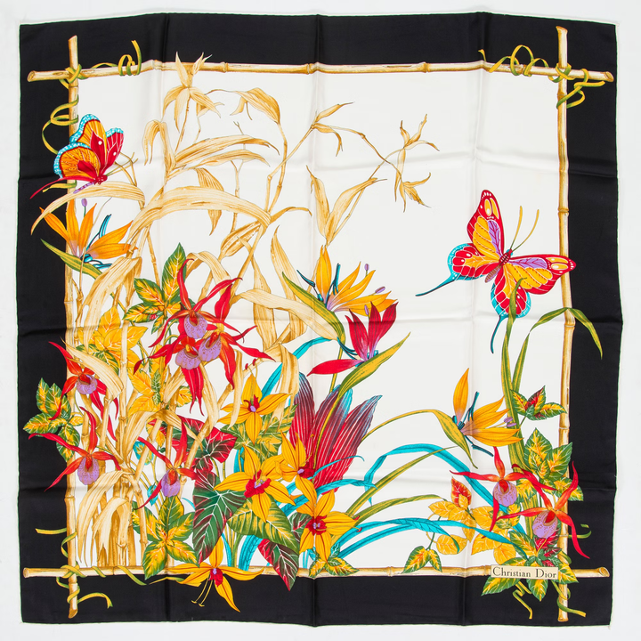 CHRISTIAN DIOR FLORAL BAMBOO SILK SCARF