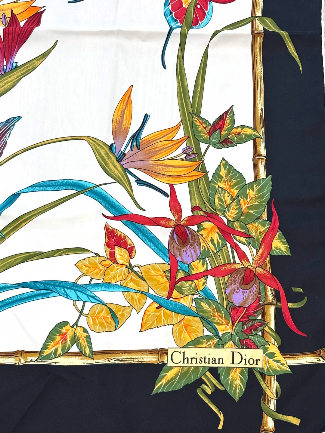 CHRISTIAN DIOR FLORAL BAMBOO SILK SCARF