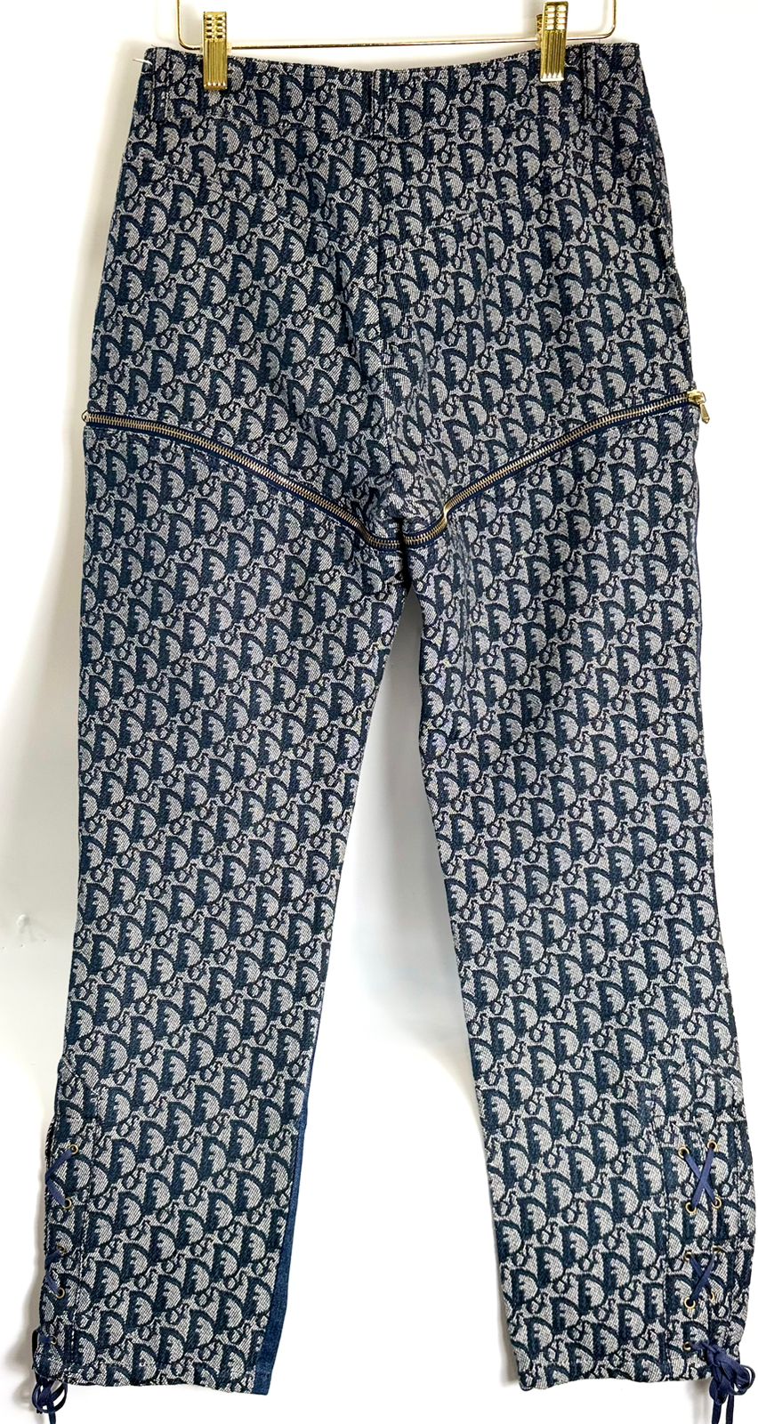 DIOR JOHN GALLIANO MONOGRAM DENIM ZIP OFF CONVERTIBLE PANTS