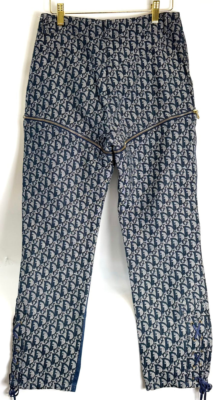 DIOR JOHN GALLIANO MONOGRAM DENIM ZIP OFF CONVERTIBLE PANTS