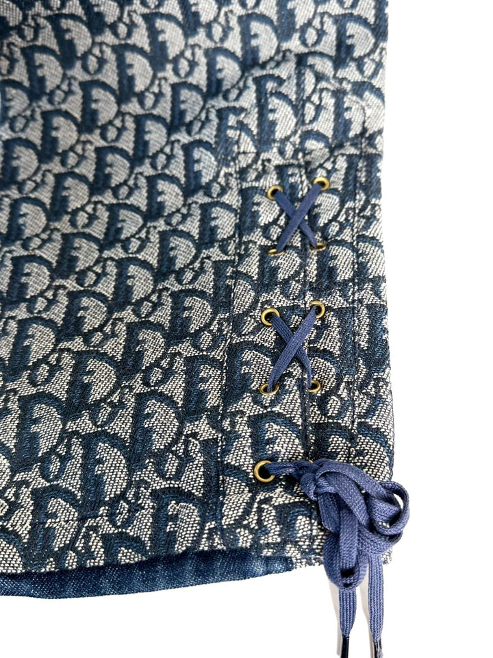 DIOR JOHN GALLIANO MONOGRAM DENIM ZIP OFF CONVERTIBLE PANTS