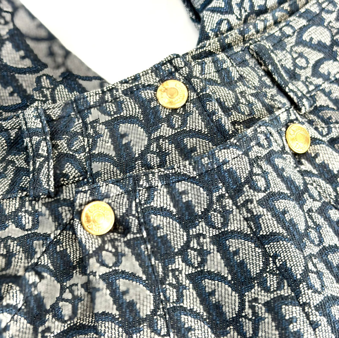 DIOR JOHN GALLIANO MONOGRAM DENIM ZIP OFF CONVERTIBLE PANTS