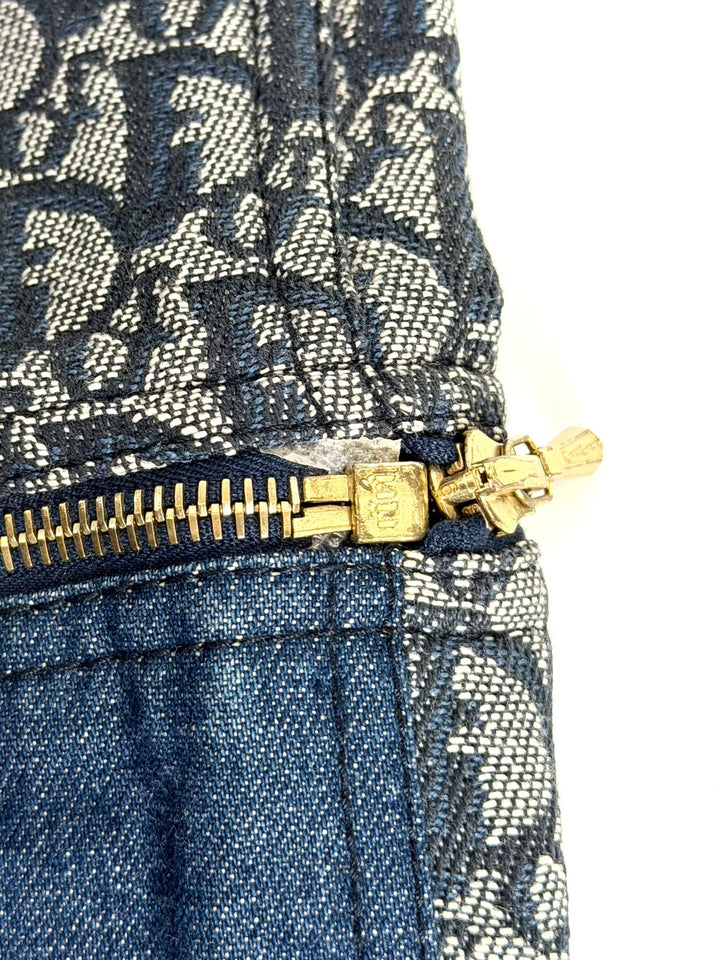 DIOR JOHN GALLIANO MONOGRAM DENIM ZIP OFF CONVERTIBLE PANTS