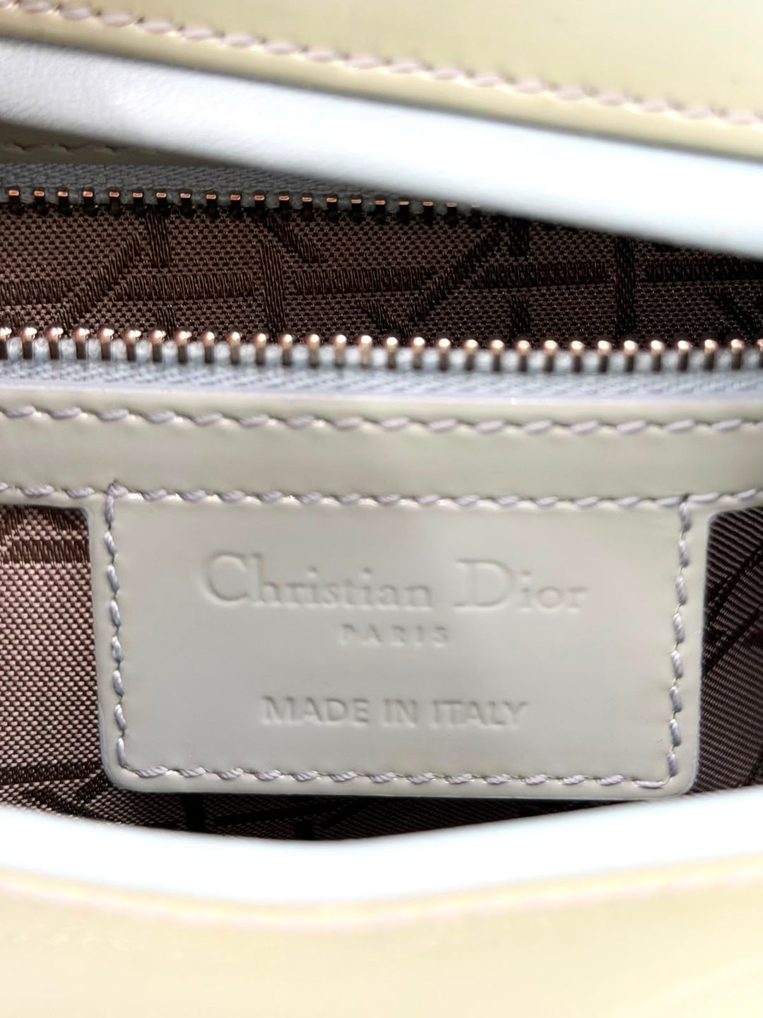 DIOR LADY DIOR  CANNAGE LARGE PATENT CALF LEATHER TOTE BAG