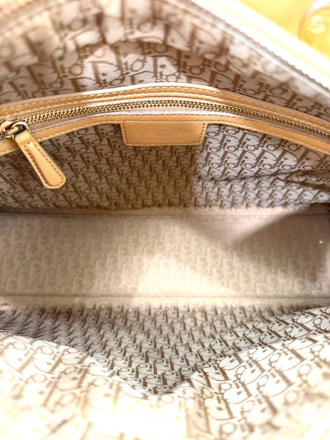 DIOR LADY DIOR CANNAGE PATENT CALF LEATHER LARGE TOTE BAG