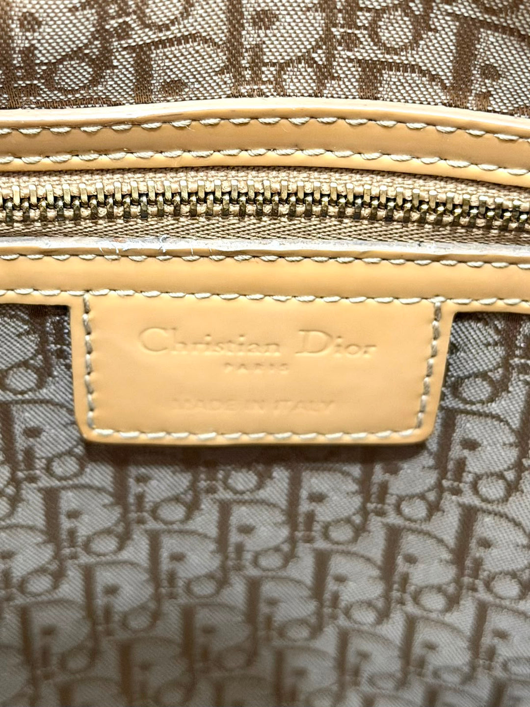 DIOR LADY DIOR CANNAGE PATENT CALF LEATHER LARGE TOTE BAG