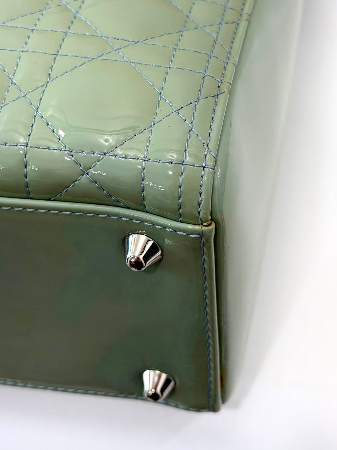 DIOR LADY DIOR  CANNAGE LARGE PATENT CALF LEATHER TOTE BAG