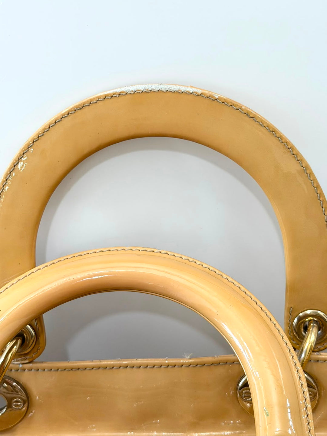 DIOR LADY DIOR CANNAGE PATENT CALF LEATHER LARGE TOTE BAG