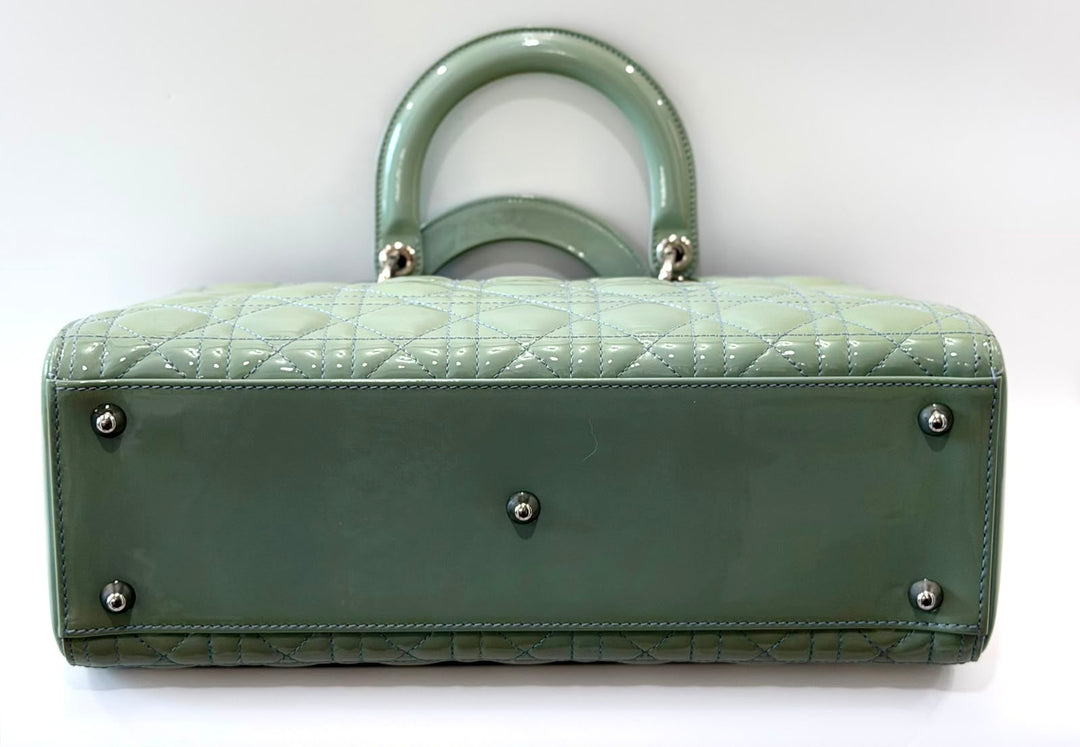 DIOR LADY DIOR  CANNAGE LARGE PATENT CALF LEATHER TOTE BAG