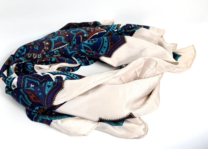 DIOR VINTAGE PAISLEY PATTERNED SILK SCARF