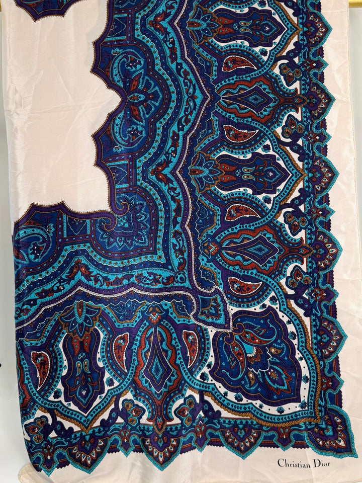 DIOR VINTAGE PAISLEY PATTERNED SILK SCARF