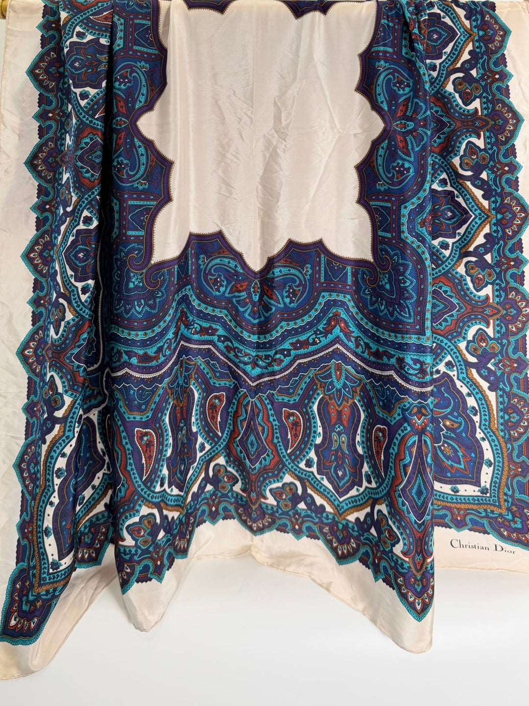 DIOR VINTAGE PAISLEY PATTERNED SILK SCARF