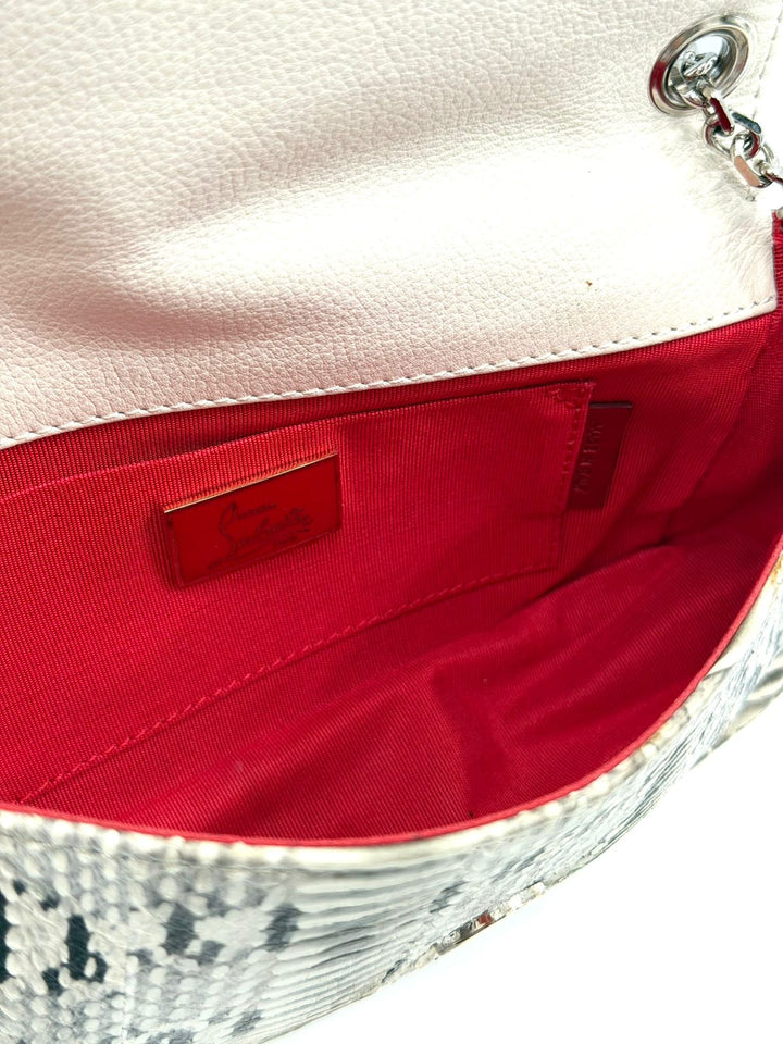 LOUBOUTIN ARTEMIS PYTHON SNAKESKIN SPIKE STRAP SHOULDER BAG