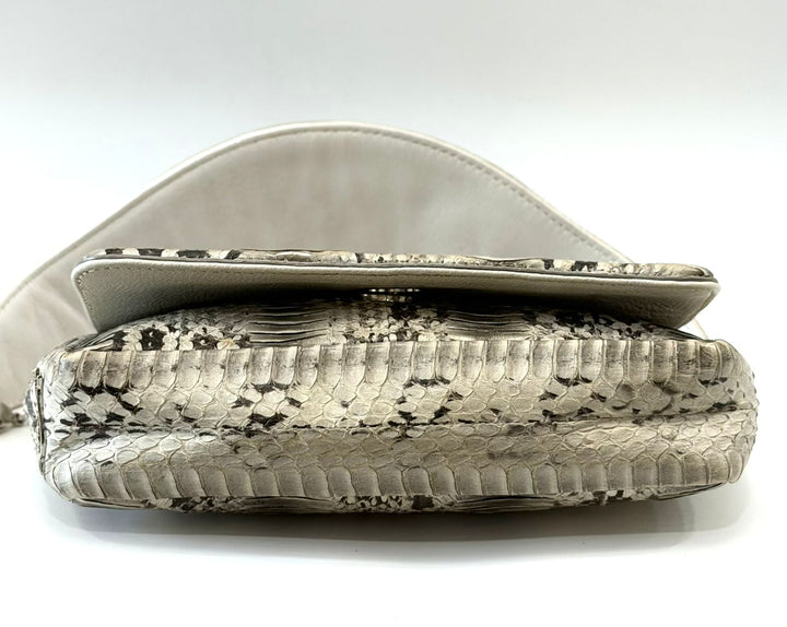 LOUBOUTIN ARTEMIS PYTHON SNAKESKIN SPIKE STRAP SHOULDER BAG