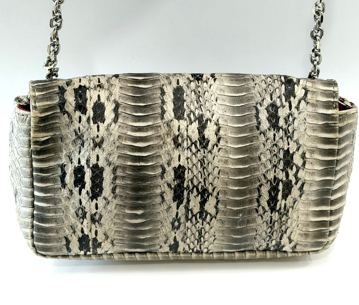 LOUBOUTIN ARTEMIS PYTHON SNAKESKIN SPIKE STRAP SHOULDER BAG
