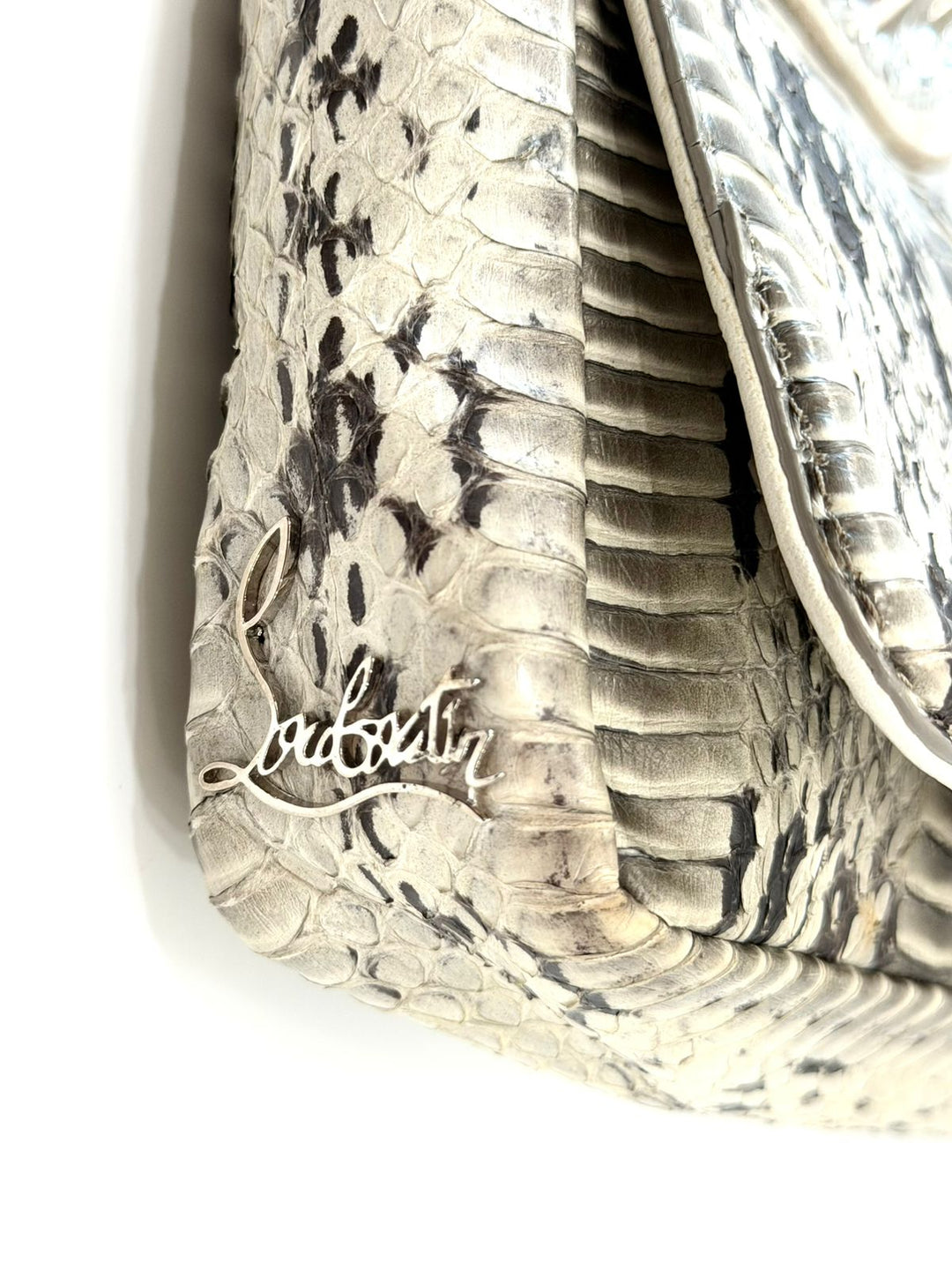 LOUBOUTIN ARTEMIS PYTHON SNAKESKIN SPIKE STRAP SHOULDER BAG