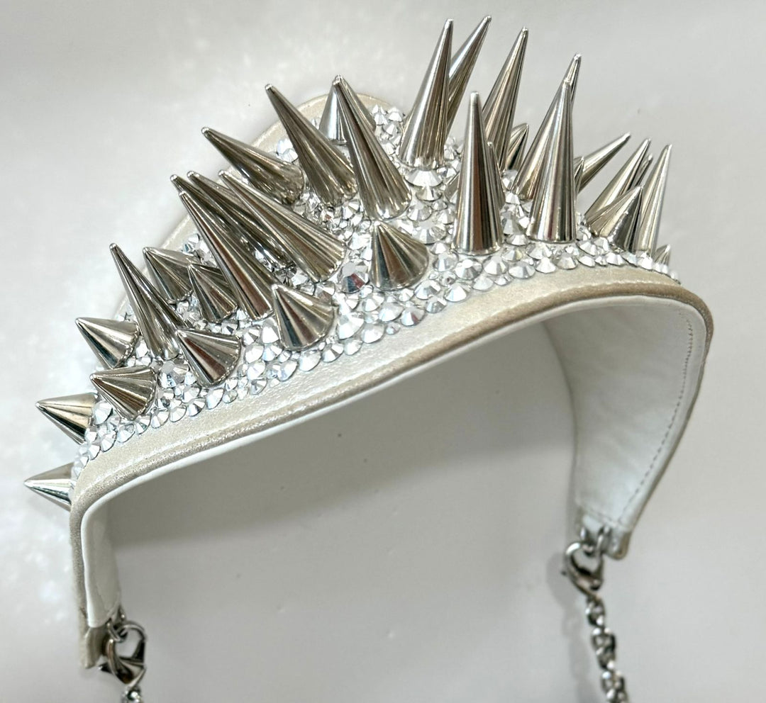 LOUBOUTIN ARTEMIS PYTHON SNAKESKIN SPIKE STRAP SHOULDER BAG