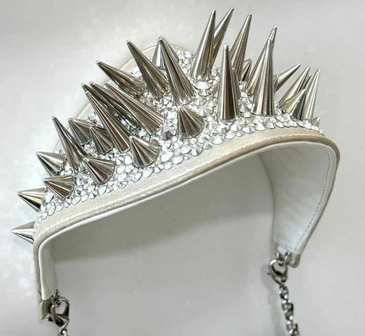 LOUBOUTIN ARTEMIS PYTHON SNAKESKIN SPIKE STRAP SHOULDER BAG