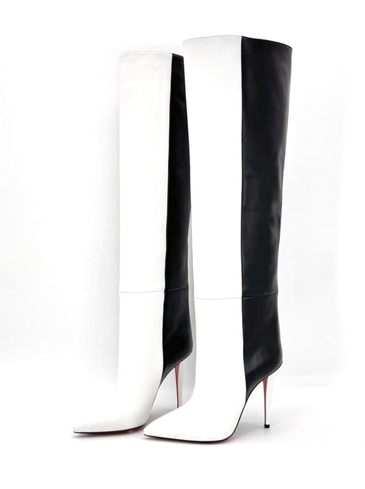 LOUBOUTIN ASTRILARGE BOTTA 100 CALFSKIN LEATHER KNEE-HIGH BOOTS