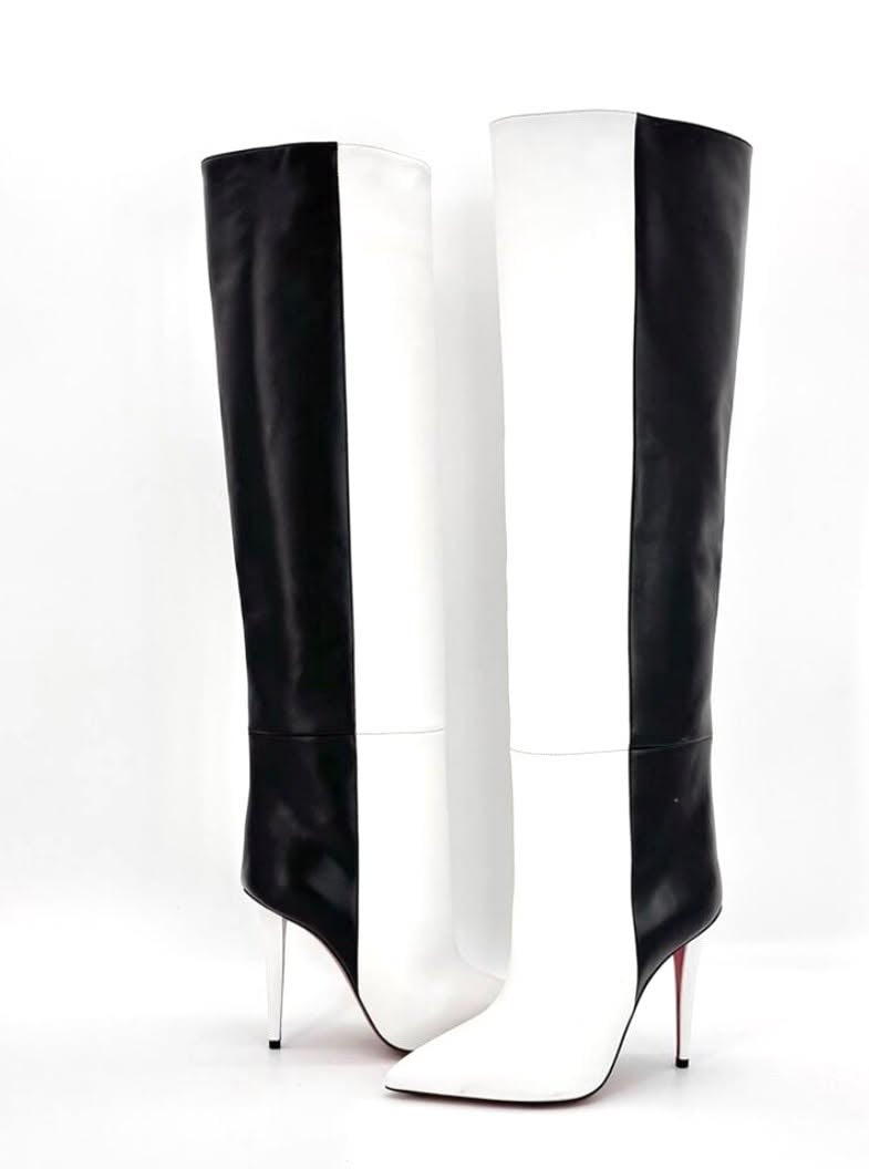 LOUBOUTIN ASTRILARGE BOTTA 100 CALFSKIN LEATHER KNEE-HIGH BOOTS