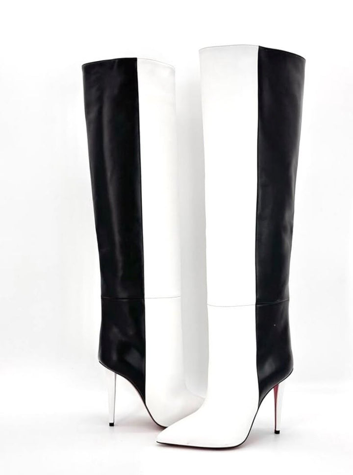 LOUBOUTIN ASTRILARGE BOTTA 100 CALFSKIN LEATHER KNEE-HIGH BOOTS