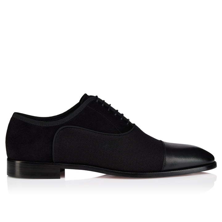 LOUBOUTIN GREGGO LEATHER-TRIMMED OXFORD MEN&