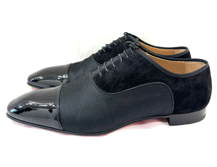 LOUBOUTIN GREGGO LEATHER-TRIMMED OXFORD MEN&