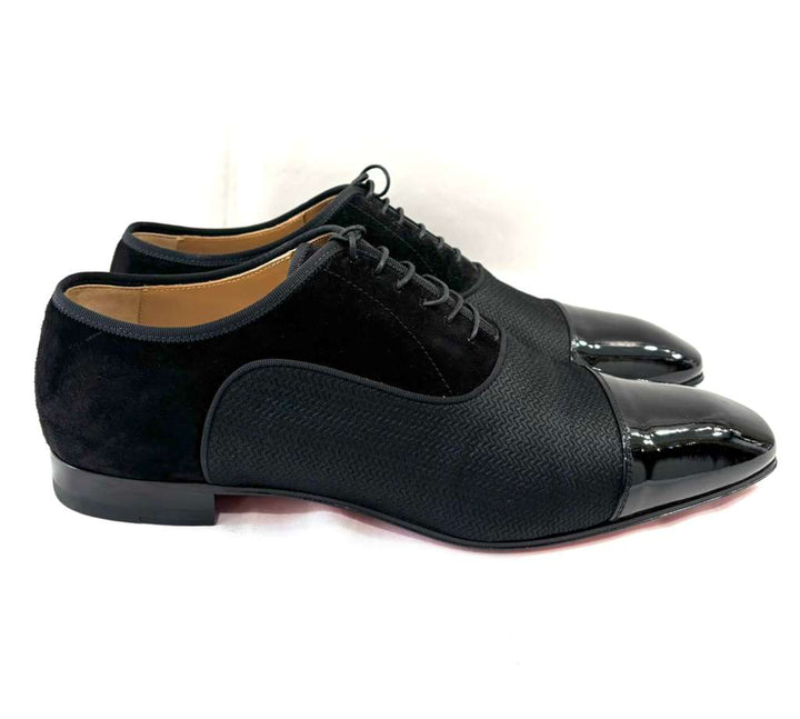 LOUBOUTIN GREGGO LEATHER-TRIMMED OXFORD MEN&