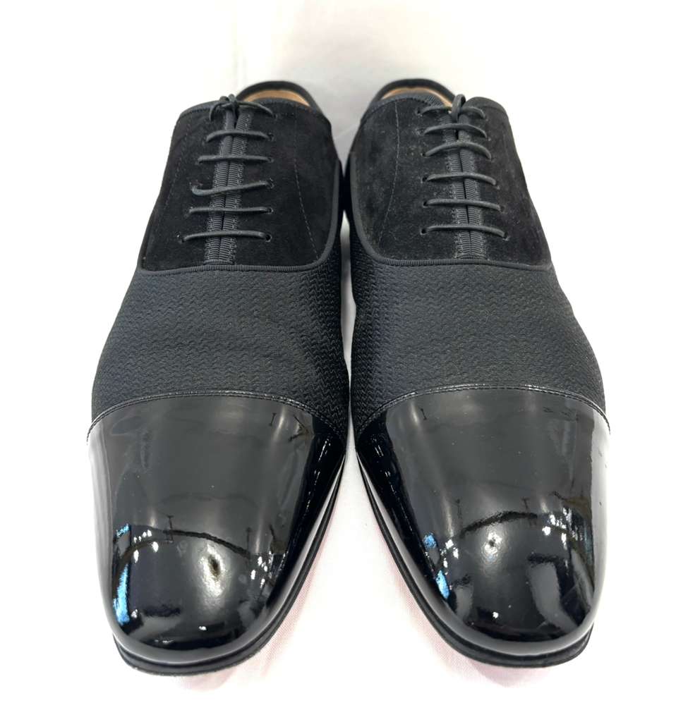 LOUBOUTIN GREGGO LEATHER-TRIMMED OXFORD MEN&
