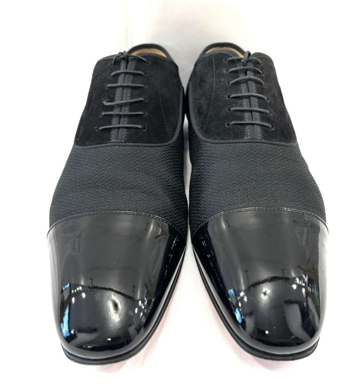 LOUBOUTIN GREGGO LEATHER-TRIMMED OXFORD MEN&