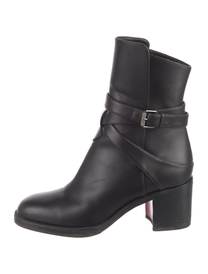 LOUBOUTIN KARISTRAP 70 CALFSKIN LEATHER ANKLE BOOTS
