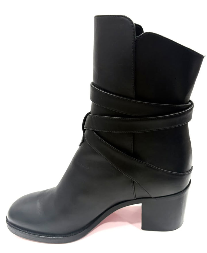LOUBOUTIN KARISTRAP 70 CALFSKIN LEATHER ANKLE BOOTS