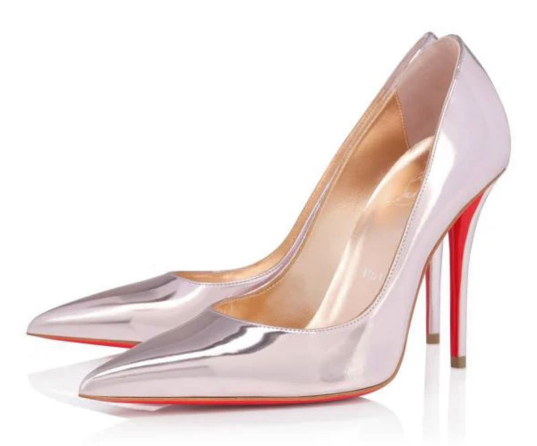 LOUBOUTIN MISS Z 100MM LAMINATED CALF LEATHER PUMPS – VINTAGE ROSE