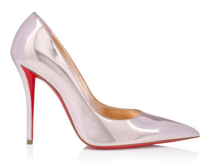 LOUBOUTIN MISS Z 100MM LAMINATED CALF LEATHER PUMPS – VINTAGE ROSE