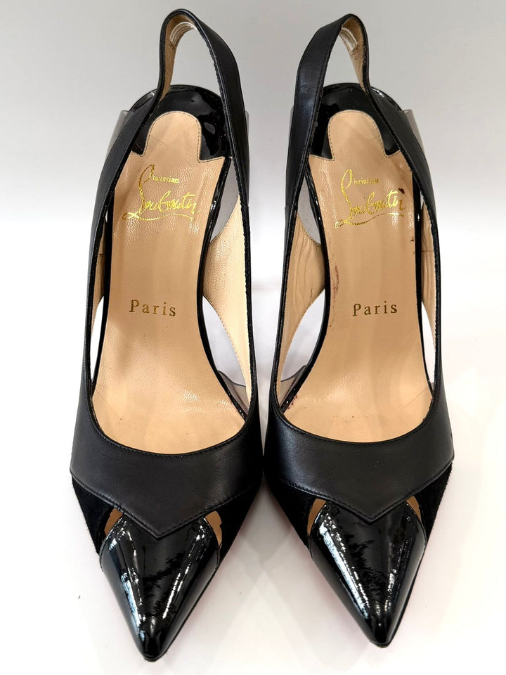 LOUBOUTIN LEATHER AIR CHANCE 120 SLINGBACK PUMPS