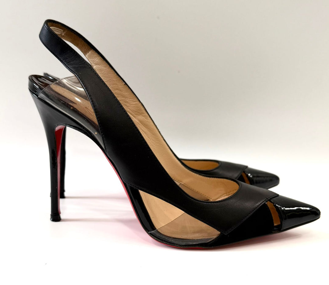 LOUBOUTIN LEATHER AIR CHANCE 120 SLINGBACK PUMPS