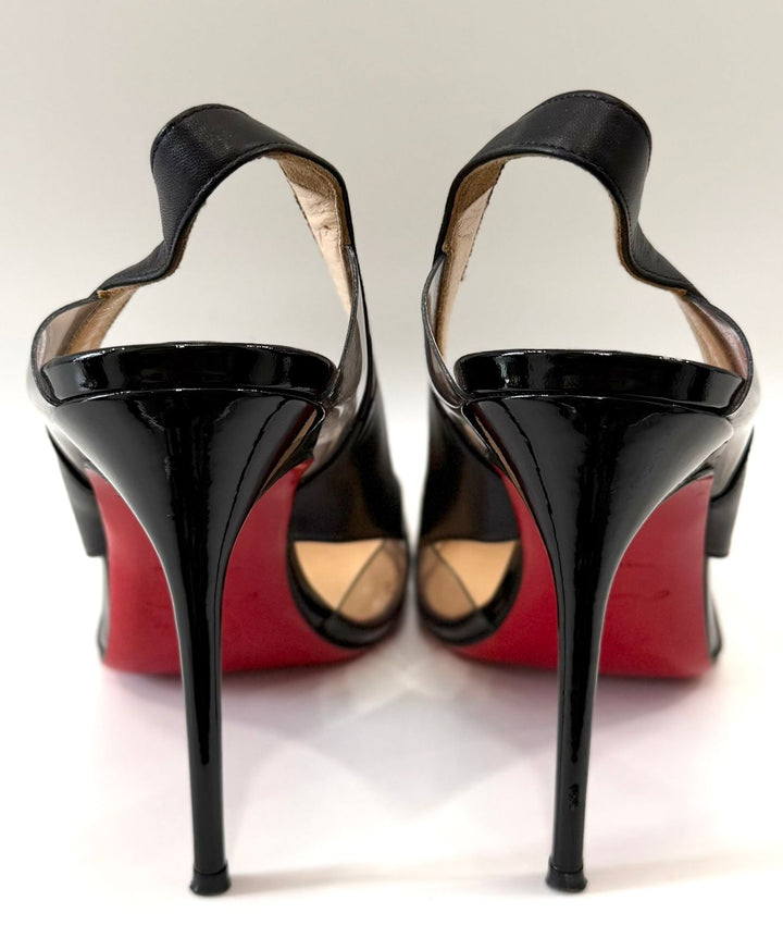 LOUBOUTIN LEATHER AIR CHANCE 120 SLINGBACK PUMPS