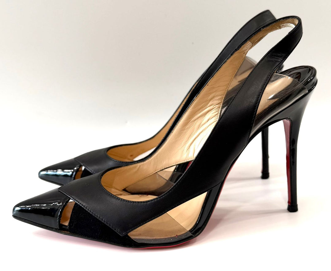 LOUBOUTIN LEATHER AIR CHANCE 120 SLINGBACK PUMPS