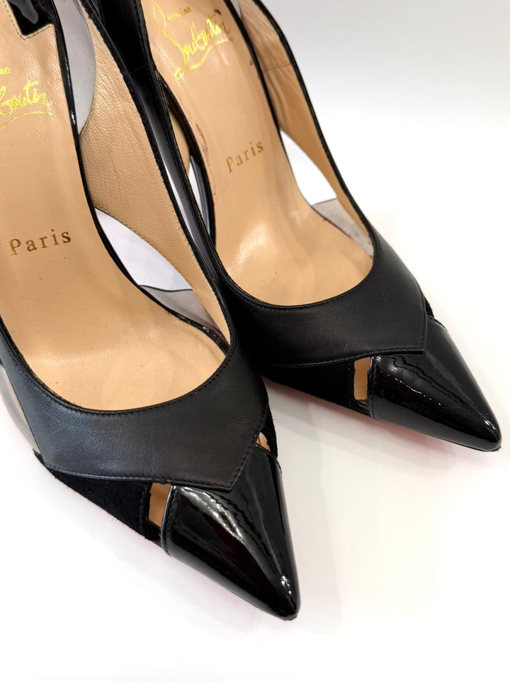 LOUBOUTIN LEATHER AIR CHANCE 120 SLINGBACK PUMPS