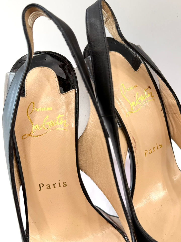 LOUBOUTIN LEATHER AIR CHANCE 120 SLINGBACK PUMPS