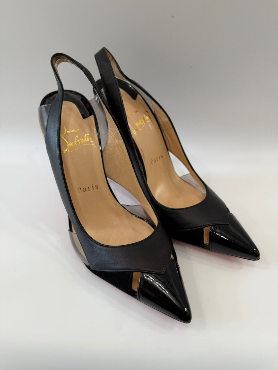 LOUBOUTIN LEATHER AIR CHANCE 120 SLINGBACK PUMPS