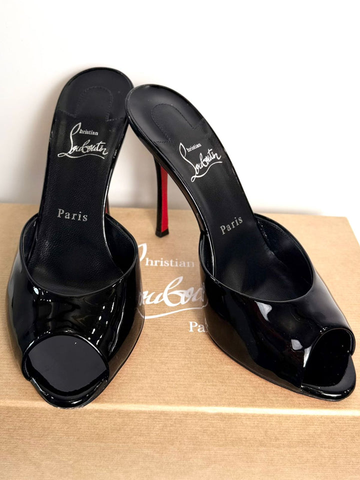CHRISTIAN LOUBOUTIN ME DOLLY 100MM PATENT LEATHER MULES