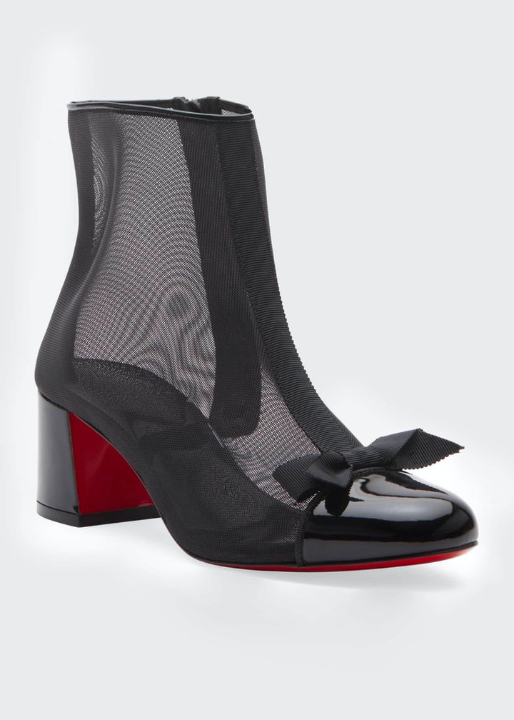 CHRISTIAN LOUBOUTIN MESH CHECKYPOINT 55 BOOTIES